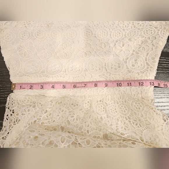 POLAGRAM CROCHET FLORAL LACE CREAM MIDI DRESS, SZ SMALL - Picture 15 of 16